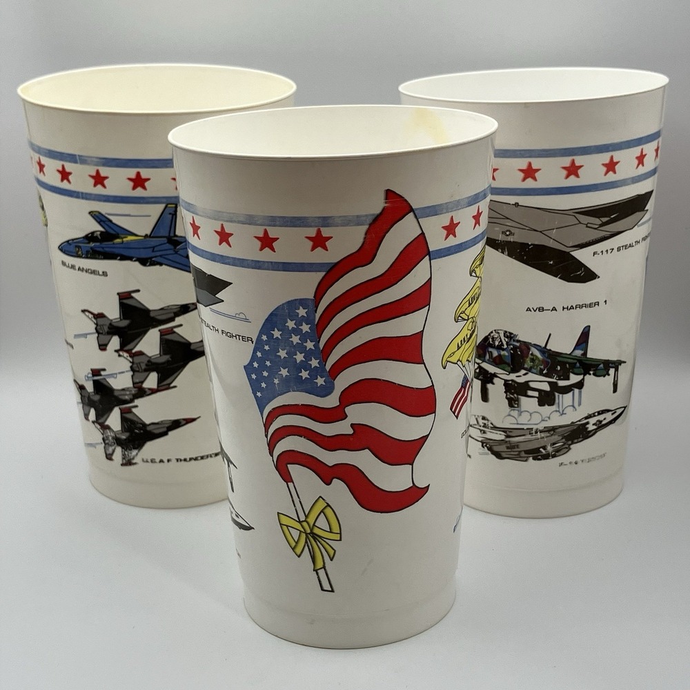 3 - Vintage US Air Show Souvenir Cups / Plastic /‎ USA The Collectibles / Canada